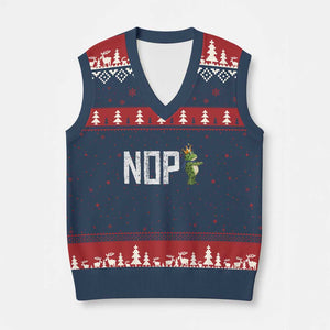 Frogs Resist V-Neck Knit Sweater Vest No Kings In America Political 2025 TS14 Navy Red Print Your Wear