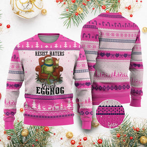 Frogs Resist Xmas Ugly Christmas Sweater Portland Frog Activist America Political 2025 TS14 Hot Pink Print Your Wear