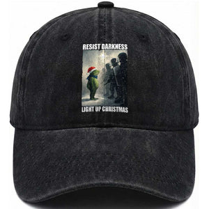 Resist Frog Christmas Washed Cotton Baseball Cap Funny Portland Protest ICE Activist Meme TS14 Washed Cap Universal Fit Black Print Your Wear