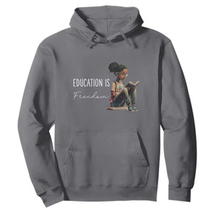 Education Freedom Hoodie Black Teacher Books TS14 Charcoal Print Your Wear