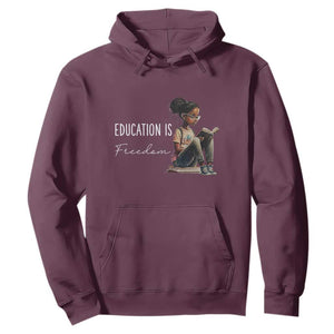 Education Freedom Hoodie Black Teacher Books TS14 Maroon Print Your Wear