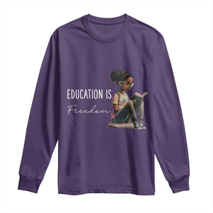 Education Freedom Long Sleeve Shirt Black Teacher Books TS14 Purple Print Your Wear