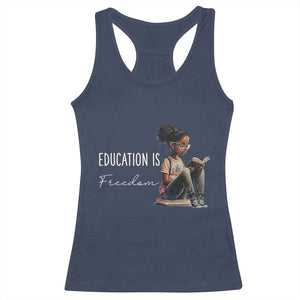 Education Freedom Racerback Tank Top Black Teacher Books TS14 Navy Print Your Wear