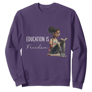 Education Freedom Sweatshirt Black Teacher Books TS14 Purple Print Your Wear