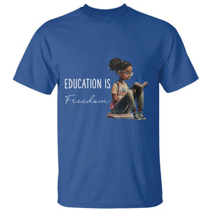 Education Freedom T Shirt Black Teacher Books TS14 Royal Blue Print Your Wear