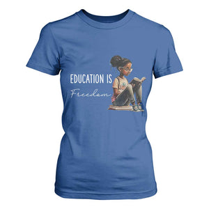 Education Freedom T Shirt For Women Black Teacher Books TS14 Royal Blue Print Your Wear