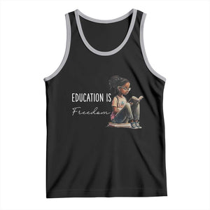 Education Freedom Tank Top Black Teacher Books TS14 Black Athletic Heather Print Your Wear
