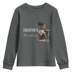 Education Freedom Youth Sweatshirt Black Teacher Books TS14 Dark Heather Print Your Wear