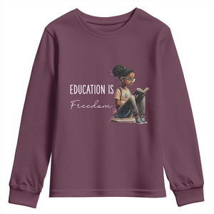 Education Freedom Youth Sweatshirt Black Teacher Books TS14 Maroon Print Your Wear