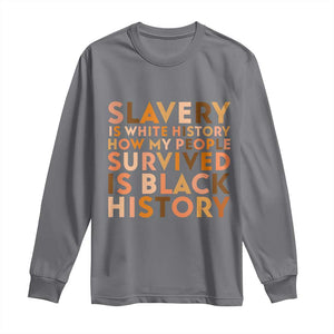Black History Melanin Long Sleeve Shirt Slavery Is White History How My People Survived Is Black History TS14 Charcoal Print Your Wear