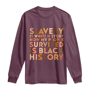 Black History Melanin Long Sleeve Shirt Slavery Is White History How My People Survived Is Black History TS14 Maroon Print Your Wear