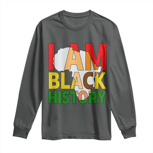 Black History Month African American Long Sleeve Shirt I Am Black History TS14 Dark Heather Print Your Wear