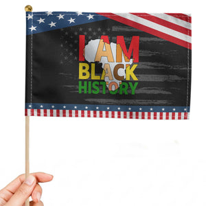 Black History Month African American Patriotic Handheld Flag I Am Black History TS14 Distressed 8.2" × 5.5" Black Blue Print Your Wear