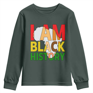 Black History Month African American Youth Sweatshirt I Am Black History TS14 Dark Forest Green Print Your Wear