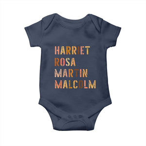 Black History Leaders Baby Onesie Harriet Rosa Martin Malcolm TS14 Navy Print Your Wear