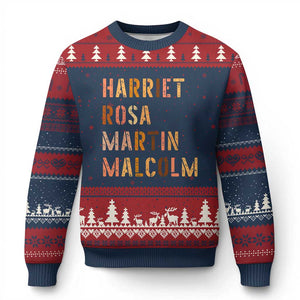 Black History Leaders Ugly Christmas Sweater Harriet Rosa Martin Malcolm TS14 Navy Red Print Your Wear