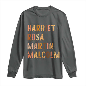 Black History Leaders Long Sleeve Shirt Harriet Rosa Martin Malcolm TS14 Dark Heather Print Your Wear