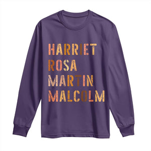 Black History Leaders Long Sleeve Shirt Harriet Rosa Martin Malcolm TS14 Purple Print Your Wear