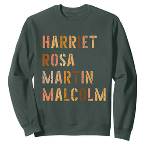 Black History Leaders Sweatshirt Harriet Rosa Martin Malcolm TS14 Dark Forest Green Print Your Wear