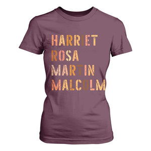 Black History Leaders T Shirt For Women Harriet Rosa Martin Malcolm TS14 Maroon Print Your Wear