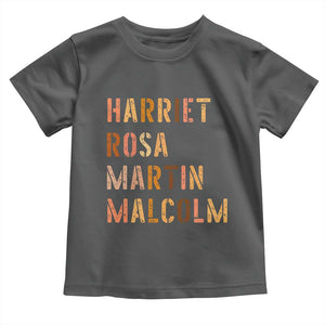 Black History Leaders Toddler T Shirt Harriet Rosa Martin Malcolm TS14 Dark Heather Print Your Wear