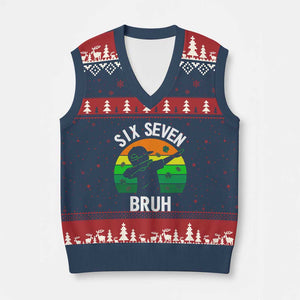 67 Bruh St Patricks Day V-Neck Knit Sweater Vest Funny Six Seven Boys Kids Dabbing Meme TS14 Navy Red Print Your Wear