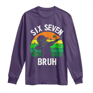 67 Bruh St Patricks Day Long Sleeve Shirt Funny Six Seven Boys Kids Dabbing Meme TS14 Purple Print Your Wear