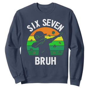 67 Bruh St Patricks Day Sweatshirt Funny Six Seven Boys Kids Dabbing Meme TS14 Navy Print Your Wear