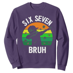 67 Bruh St Patricks Day Sweatshirt Funny Six Seven Boys Kids Dabbing Meme TS14 Purple Print Your Wear