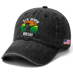 67 Bruh St Patricks Day Washed Cotton Baseball Cap Funny Six Seven Boys Kids Dabbing Meme TS14 Print Your Wear