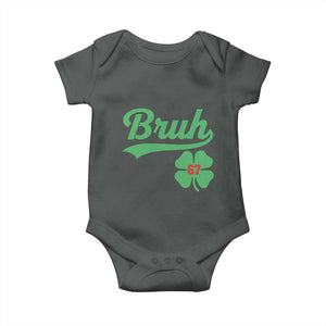 67 Bruh St Patricks Day Baby Onesie Funny Six Seven Shamrock Meme TS14 Dark Heather Print Your Wear