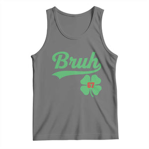 67 Bruh St Patricks Day Tank Top Funny Six Seven Shamrock Meme TS14 Black Heather Print Your Wear