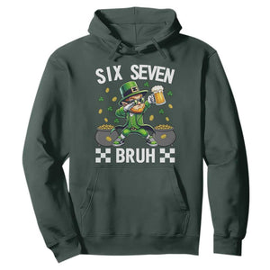 67 Bruh St Patricks Day Hoodie Funny Six Seven Leprechaun Bruh Meme TS14 Dark Forest Green Print Your Wear