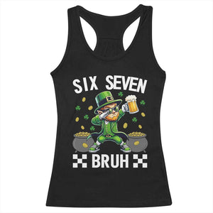 67 Bruh St Patricks Day Racerback Tank Top Funny Six Seven Leprechaun Bruh Meme TS14 Black Print Your Wear