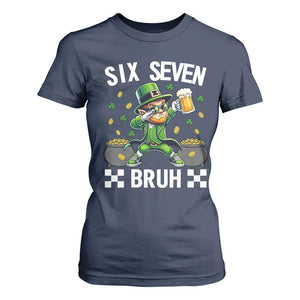 67 Bruh St Patricks Day T Shirt For Women Funny Six Seven Leprechaun Bruh Meme TS14 Navy Print Your Wear
