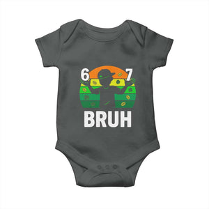 67 Bruh St Patricks Day Baby Onesie Funny Six Seven Boys Kids Meme TS14 Dark Heather Print Your Wear