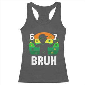 67 Bruh St Patricks Day Racerback Tank Top Funny Six Seven Boys Kids Meme TS14 Dark Heather Print Your Wear