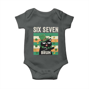 67 Bruh St Patricks Day Baby Onesie Funny Cat Bruh Six Seven Meme TS14 Dark Heather Print Your Wear