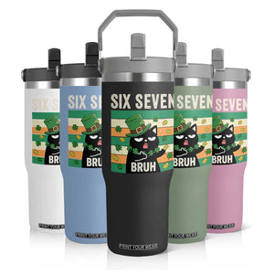 67 Bruh St Patricks Day Flip Straw Tumbler Funny Cat Bruh Six Seven Meme TS14 Print Your Wear
