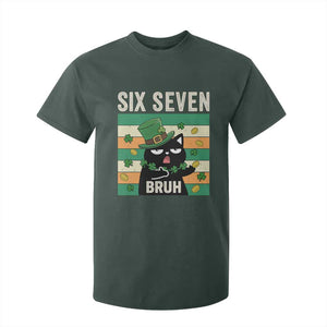 67 Bruh St Patricks Day T Shirt For Kid Funny Cat Bruh Six Seven Meme TS14 Dark Forest Green Print Your Wear