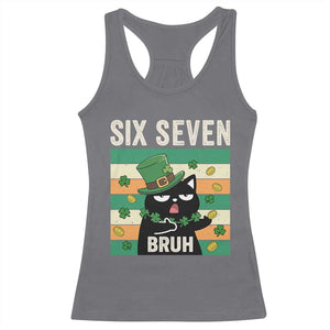 67 Bruh St Patricks Day Racerback Tank Top Funny Cat Bruh Six Seven Meme TS14 Charcoal Print Your Wear