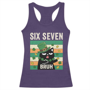 67 Bruh St Patricks Day Racerback Tank Top Funny Cat Bruh Six Seven Meme TS14 Purple Print Your Wear