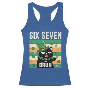 67 Bruh St Patricks Day Racerback Tank Top Funny Cat Bruh Six Seven Meme TS14 Royal Blue Print Your Wear