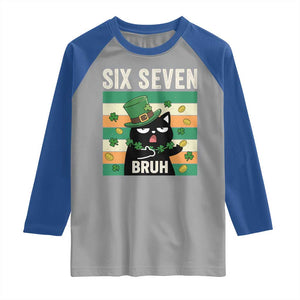 67 Bruh St Patricks Day Raglan Shirt Funny Cat Bruh Six Seven Meme TS14 Sport Gray Royal Print Your Wear