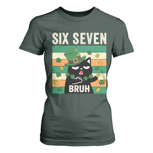 67 Bruh St Patricks Day T Shirt For Women Funny Cat Bruh Six Seven Meme TS14 Dark Forest Green Print Your Wear