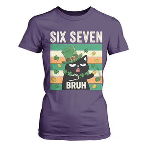 67 Bruh St Patricks Day T Shirt For Women Funny Cat Bruh Six Seven Meme TS14 Purple Print Your Wear