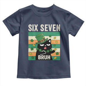 67 Bruh St Patricks Day Toddler T Shirt Funny Cat Bruh Six Seven Meme TS14 Navy Print Your Wear