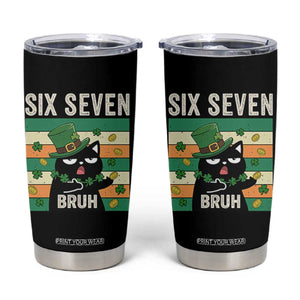 67 Bruh St Patricks Day Tumbler Cup Funny Cat Bruh Six Seven Meme TS14 Black Print Your Wear