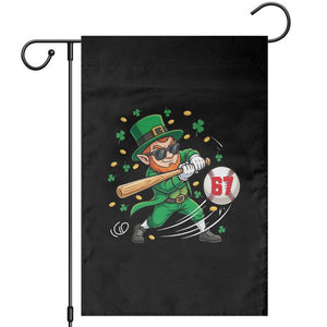 67 St Patricks Day Garden Flag Funny Six Seven Leprechaun Playing Baseball Meme TS14 Black Print Your Wear