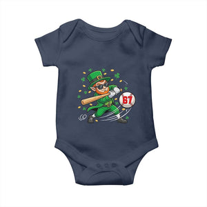 67 St Patricks Day Baby Onesie Funny Six Seven Leprechaun Playing Baseball Meme TS14 Navy Print Your Wear
